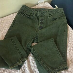 Just Black Olive Button-Fly Jeans